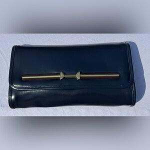 Vintage Navy Clutch with Gold Accent
